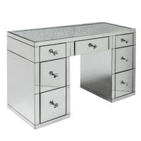 Diamond Crushed Top 7 Drawer Glass Mirror Dressing Table